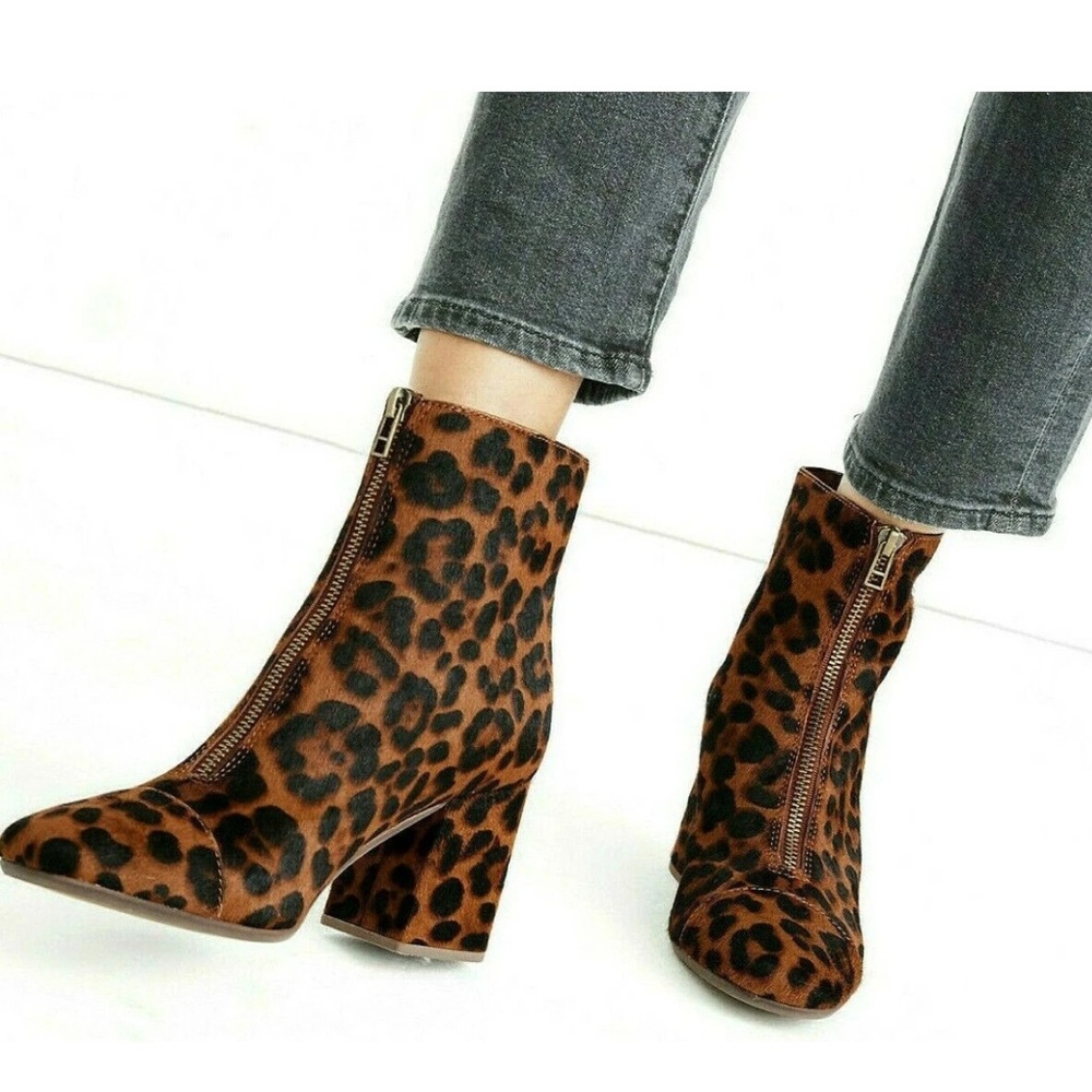Madewell Amalia Leopard Ankle Boot, Size 7